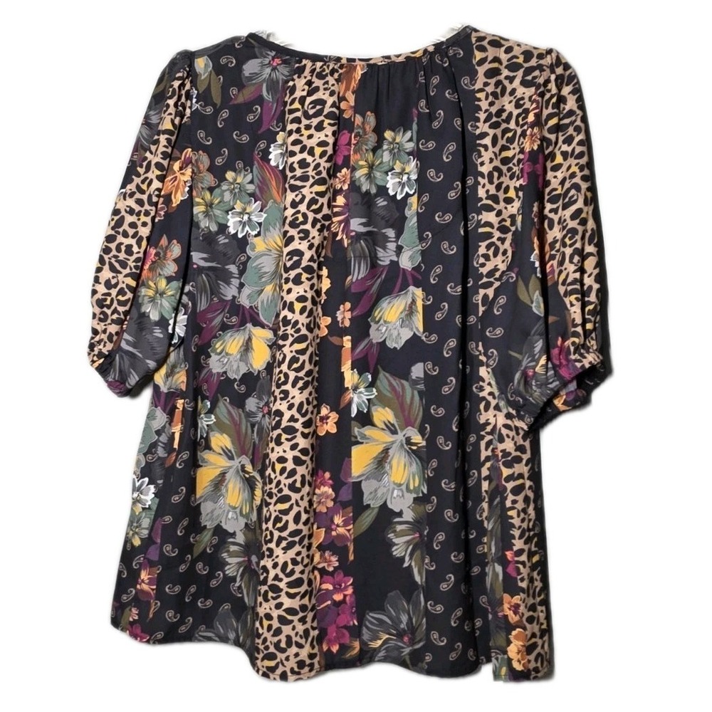 NWT Philosophy Women's Size Medium Floral Print Short Sleeve Blouse - Picture 2 of 7